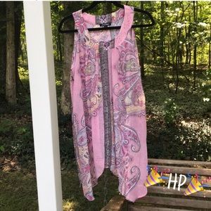 🎉HP🎉, NWOT Roz & Ali Pink Paisley Drapey Tank Tunk